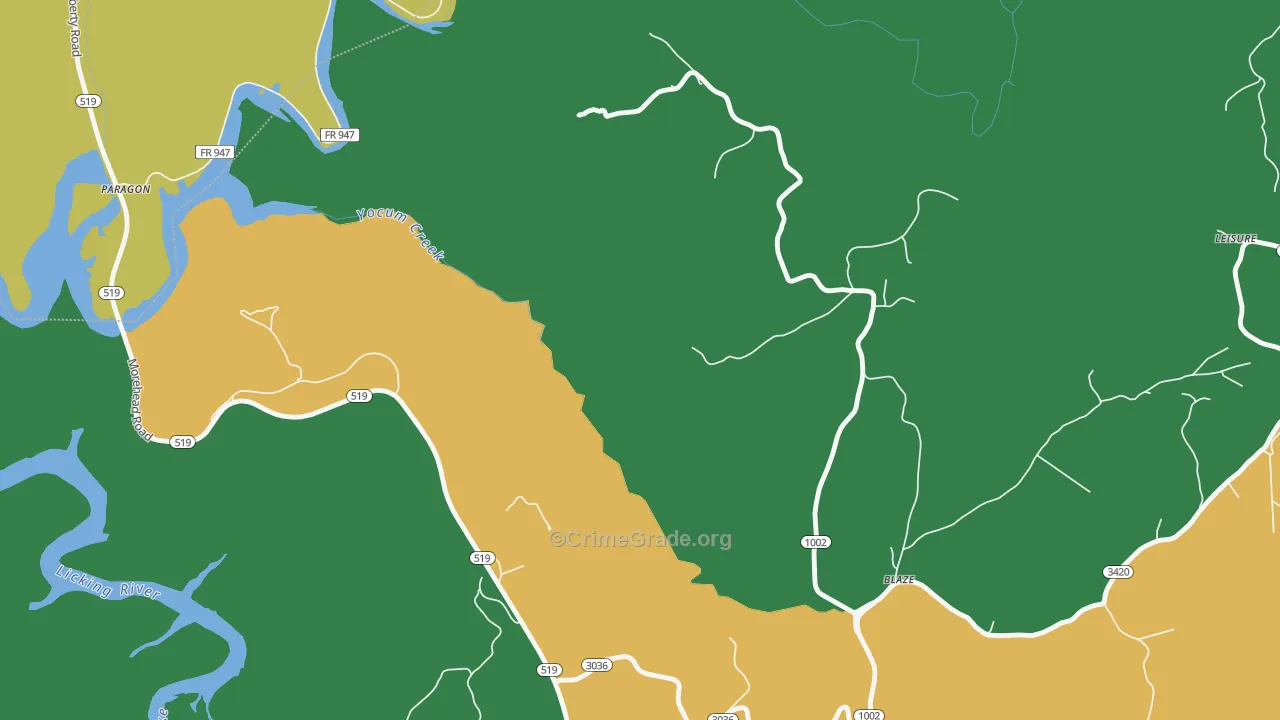 Blaze, KY Map of Drug-Related Crime Rates