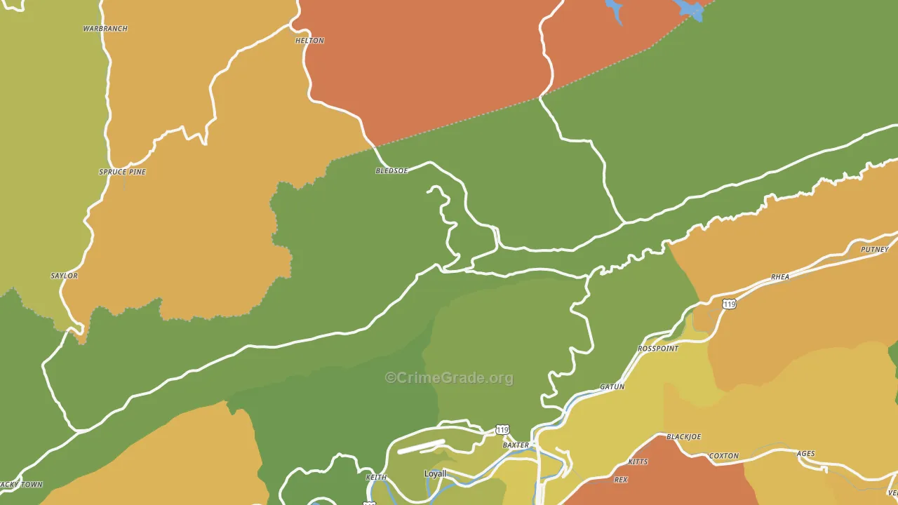 Bledsoe, KY Map of Drug-Related Crime Rates