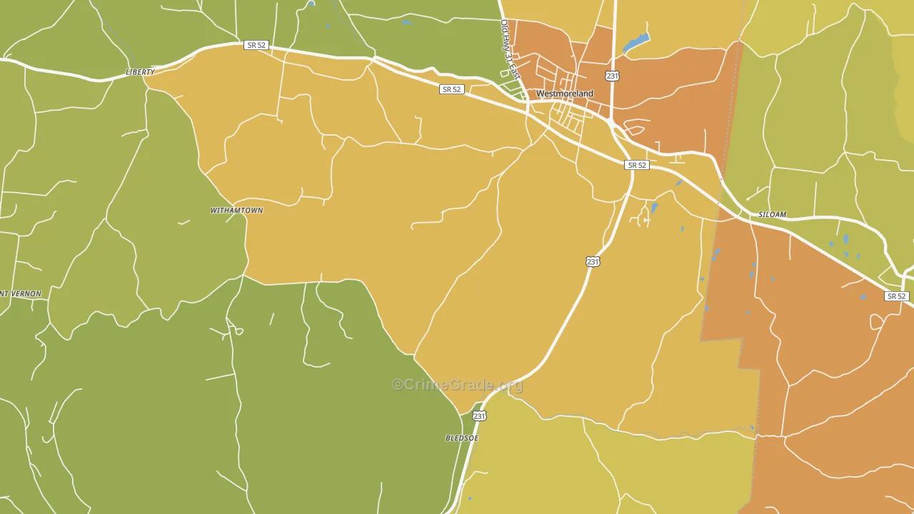 Bledsoe, TN Map of Drug-Related Crime Rates