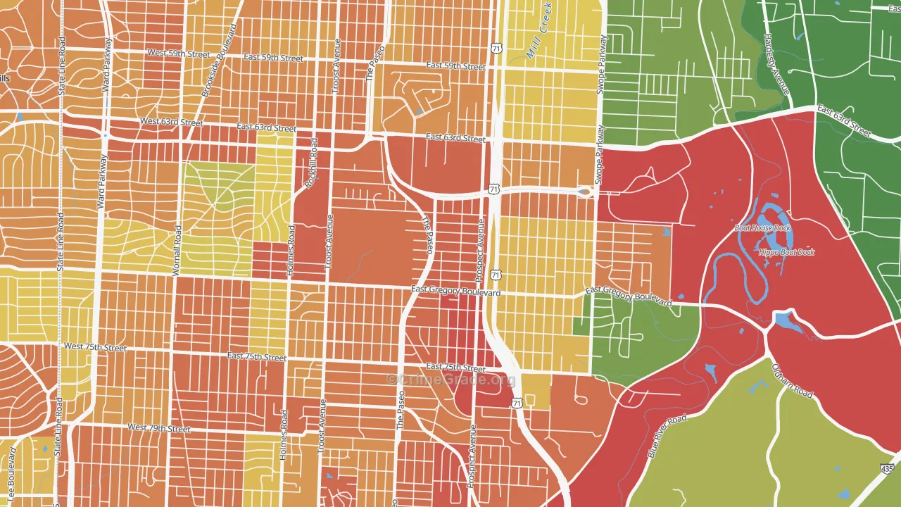 Blenheim Square, Kansas City, MO Map of Drug-Related Crime Rates