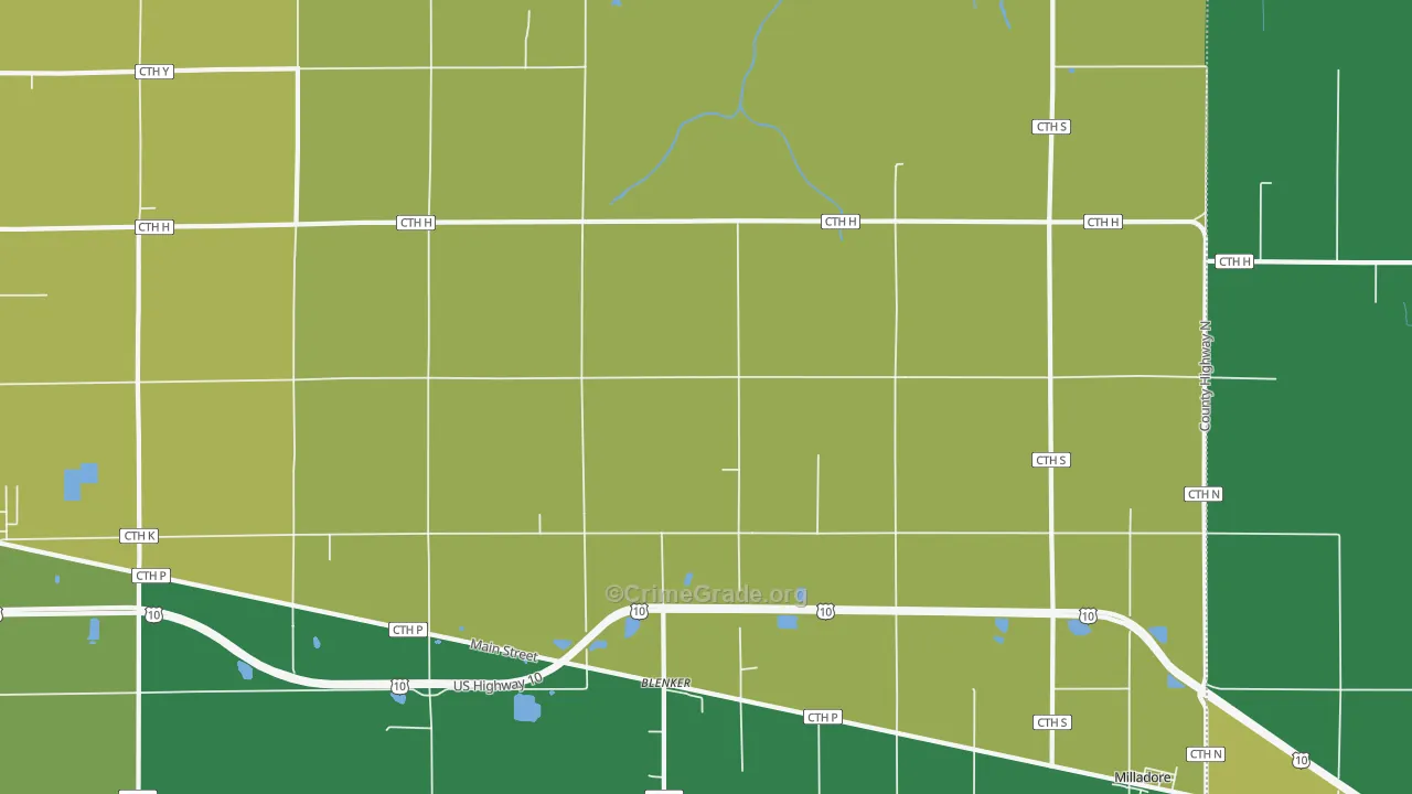 Blenker, WI Map of Drug-Related Crime Rates