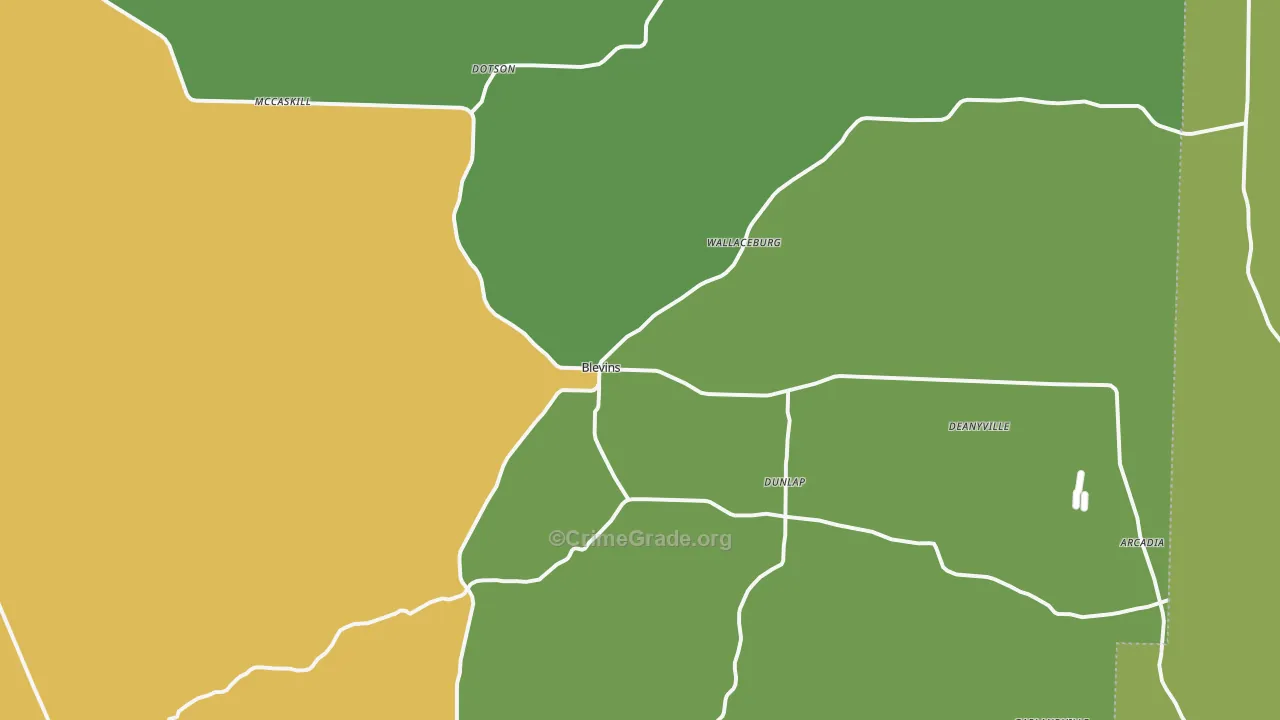Blevins, AR Map of Drug-Related Crime Rates