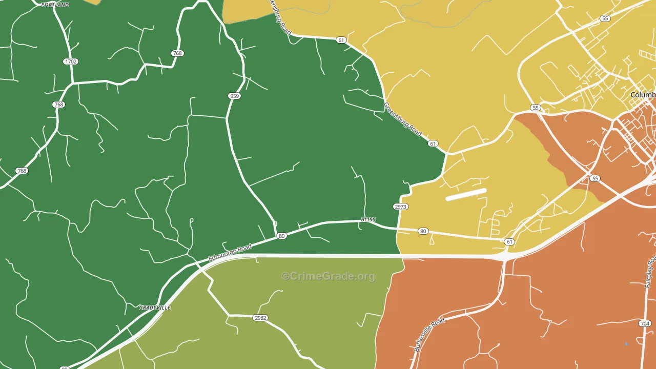 Bliss, KY Map of Drug-Related Crime Rates