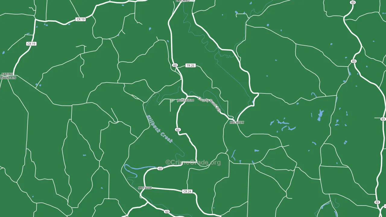 Blissfield, OH Map of Drug-Related Crime Rates