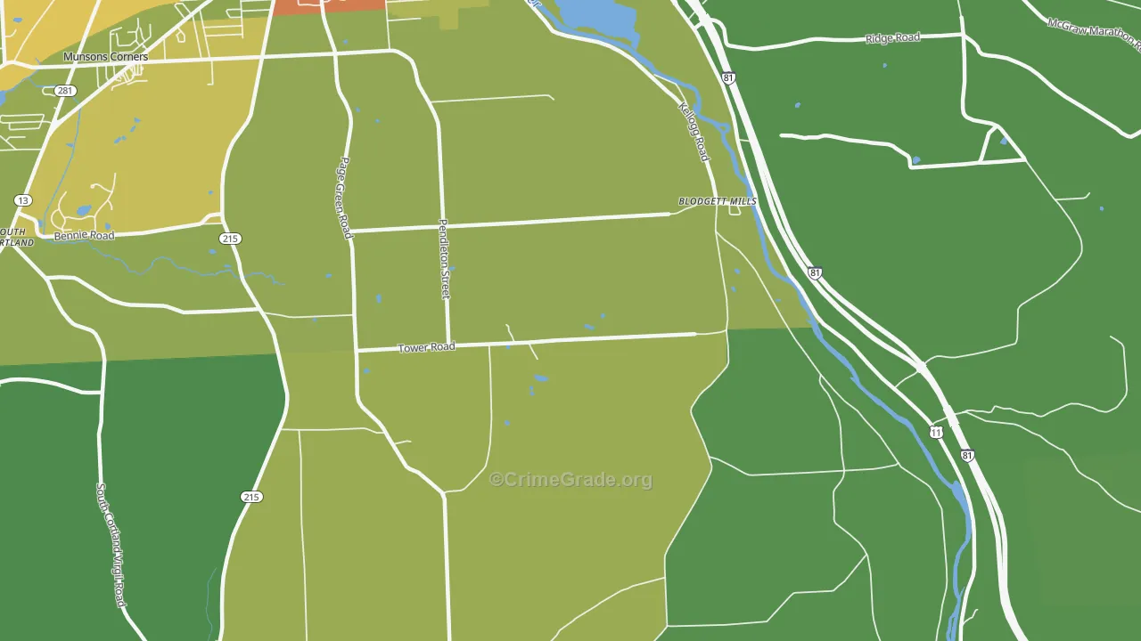 Blodgett Mills, NY Map of Drug-Related Crime Rates