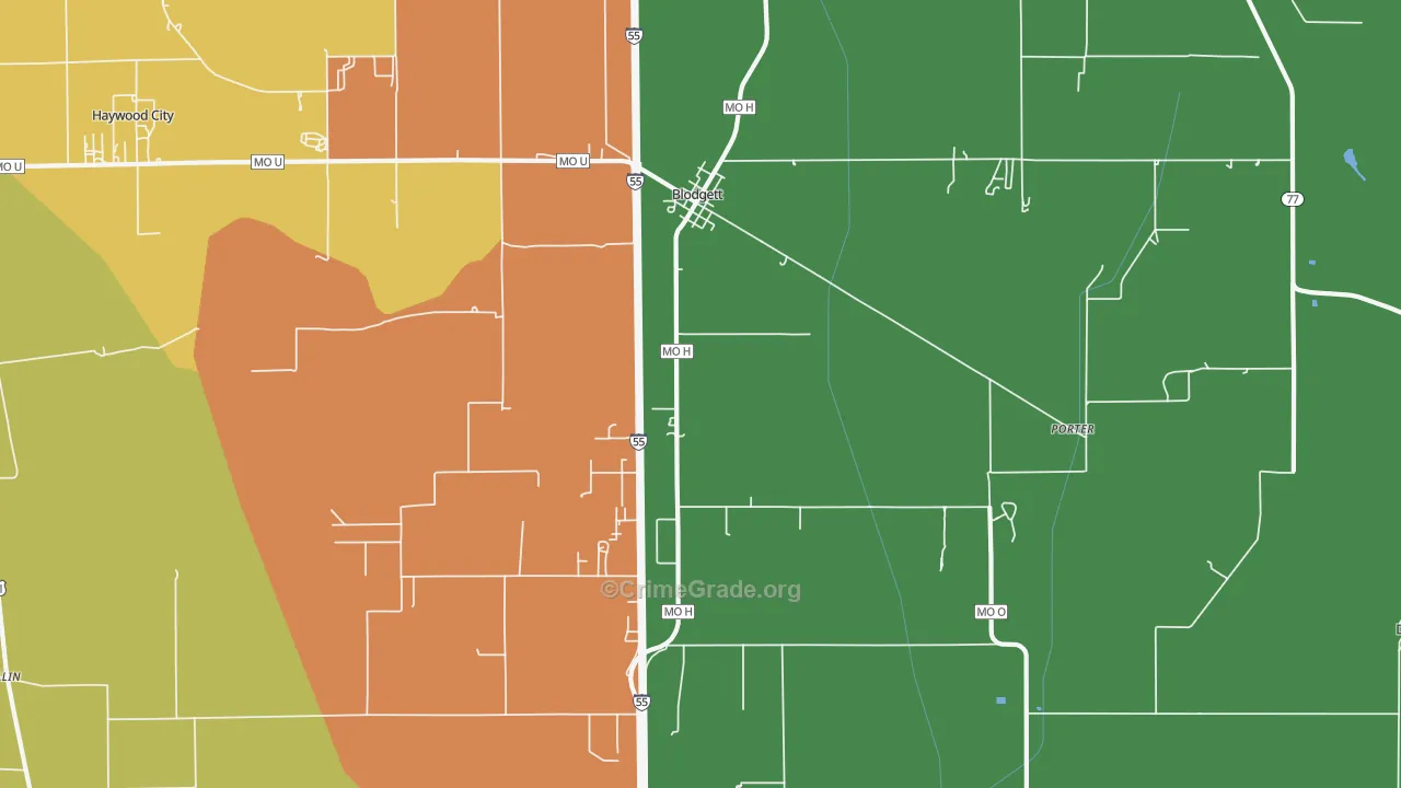 Blodgett, MO Map of Drug-Related Crime Rates