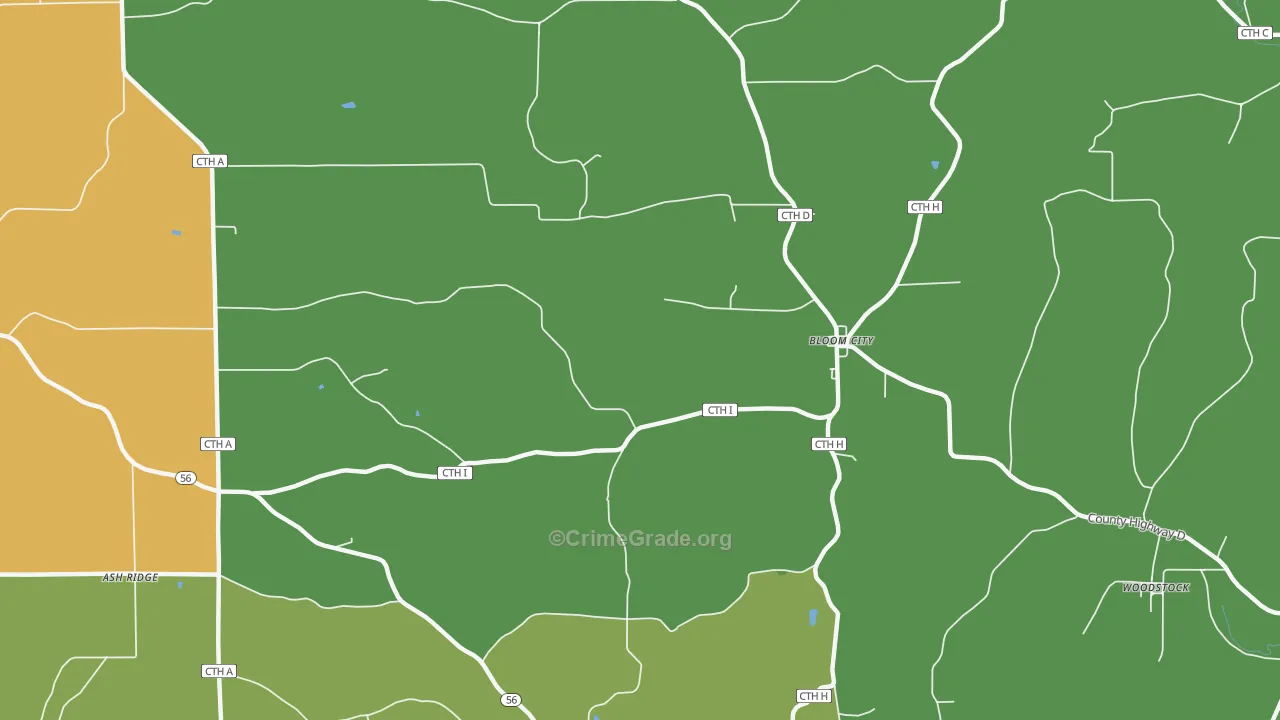 Bloom City, WI Map of Drug-Related Crime Rates