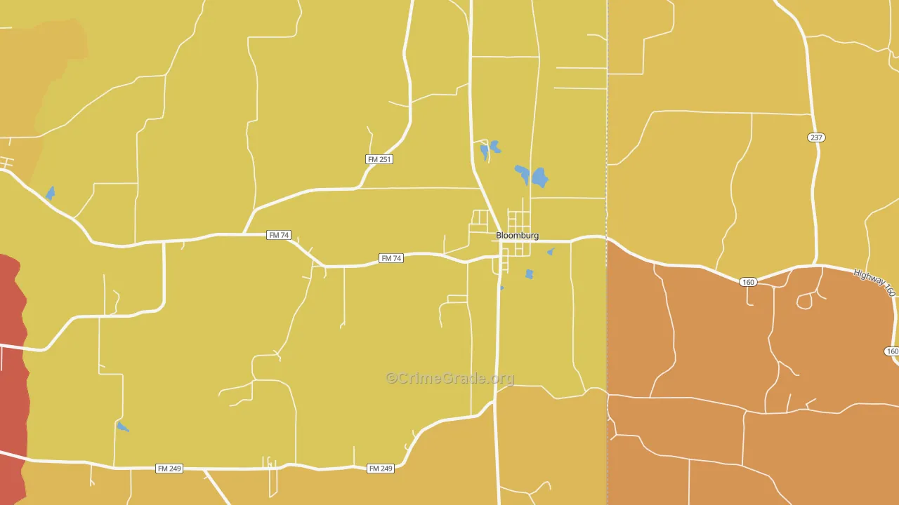 Bloomburg, TX Map of Drug-Related Crime Rates