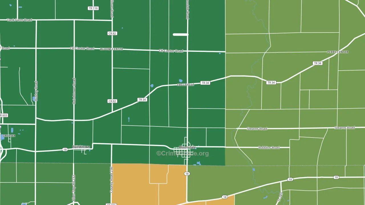 Bloomdale, OH Map of Drug-Related Crime Rates
