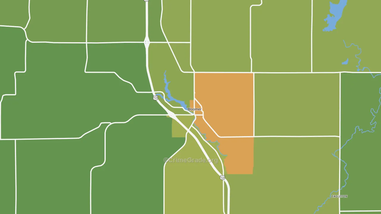 Bloomer, WI Map of Drug-Related Crime Rates