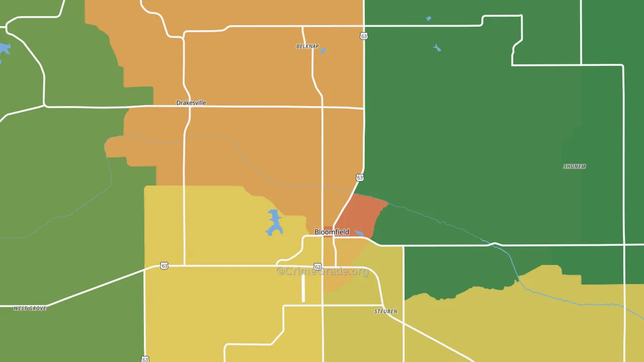 Bloomfield, IA Map of Drug-Related Crime Rates