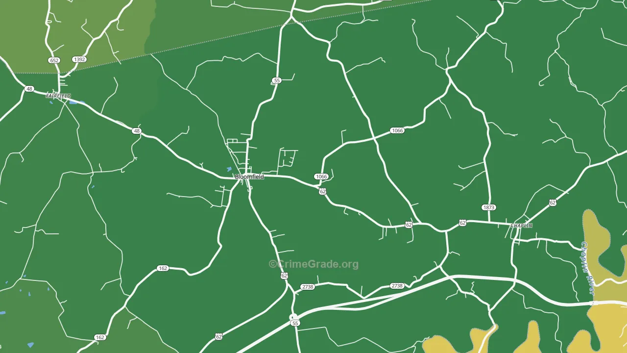 Bloomfield, KY Map of Drug-Related Crime Rates