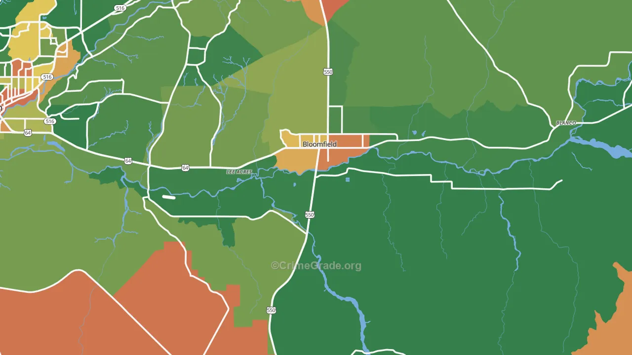 Bloomfield, NM Map of Drug-Related Crime Rates