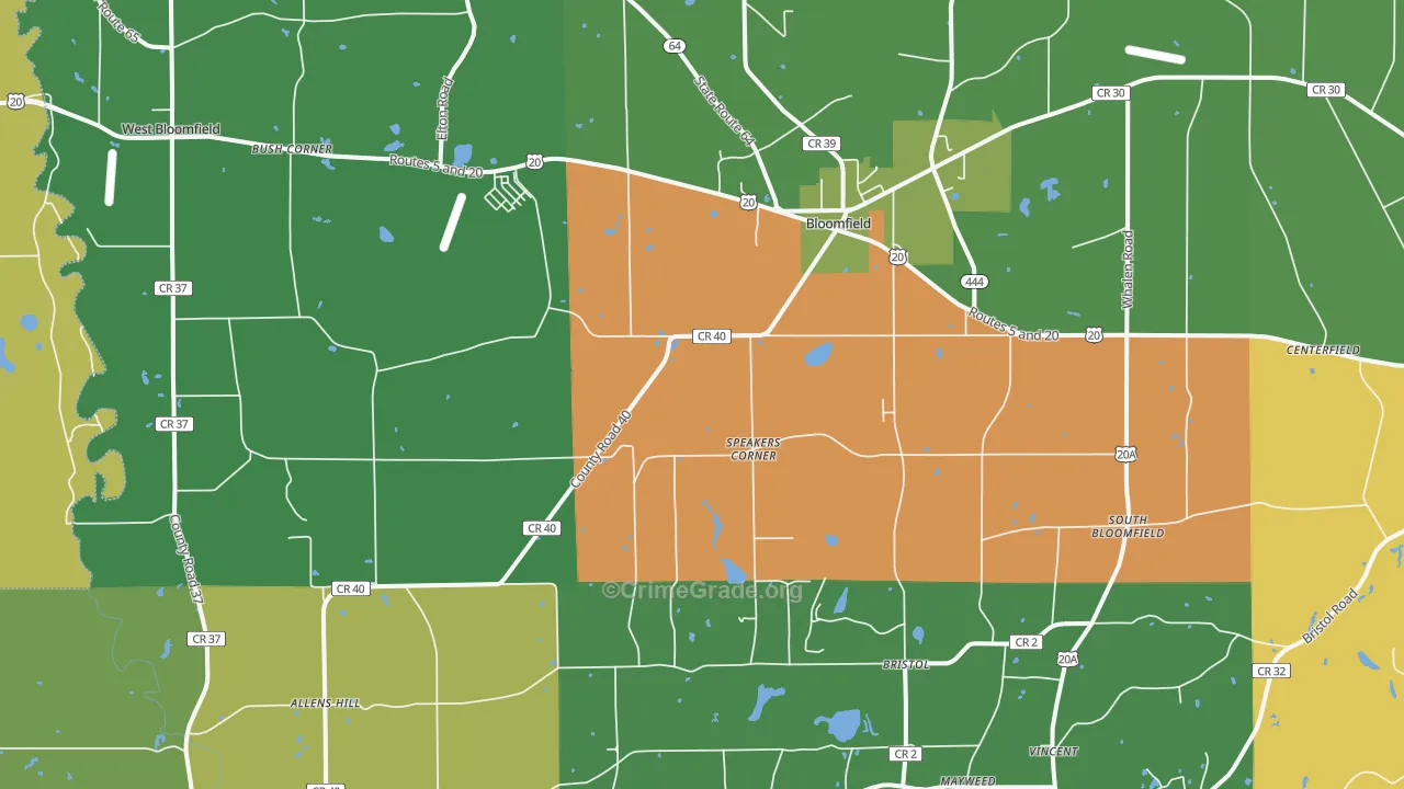 Bloomfield, NY Map of Drug-Related Crime Rates