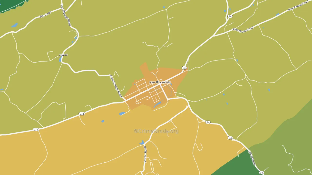 Bloomfield, PA Map of Drug-Related Crime Rates