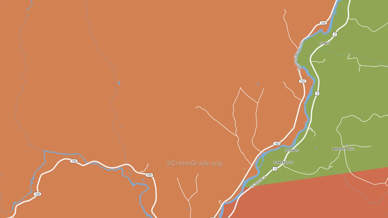 Bloomfield, VT Map of Drug-Related Crime Rates
