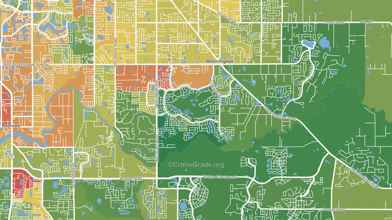 Bloomingdale, FL Map of Drug-Related Crime Rates