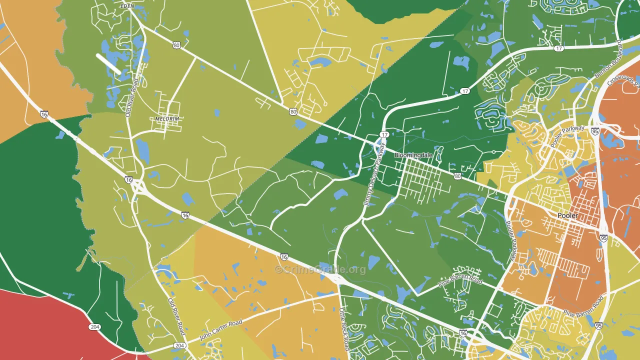 Bloomingdale, GA Map of Drug-Related Crime Rates
