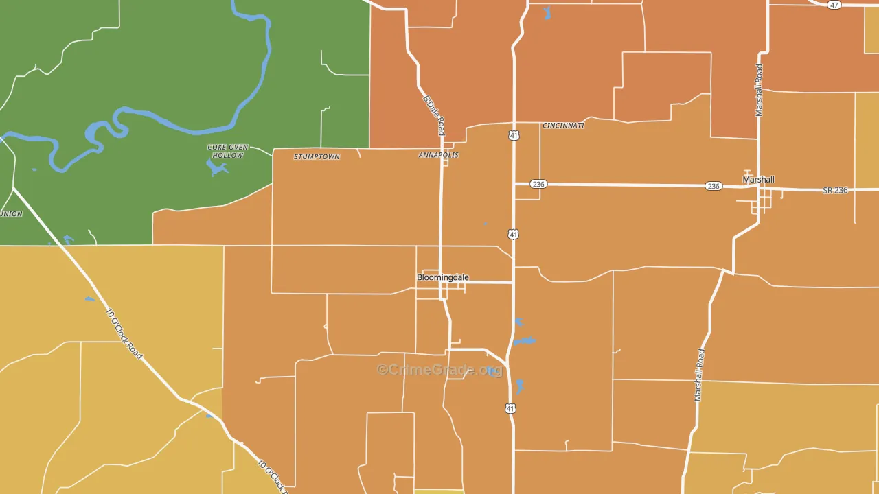 Bloomingdale, IN Map of Drug-Related Crime Rates