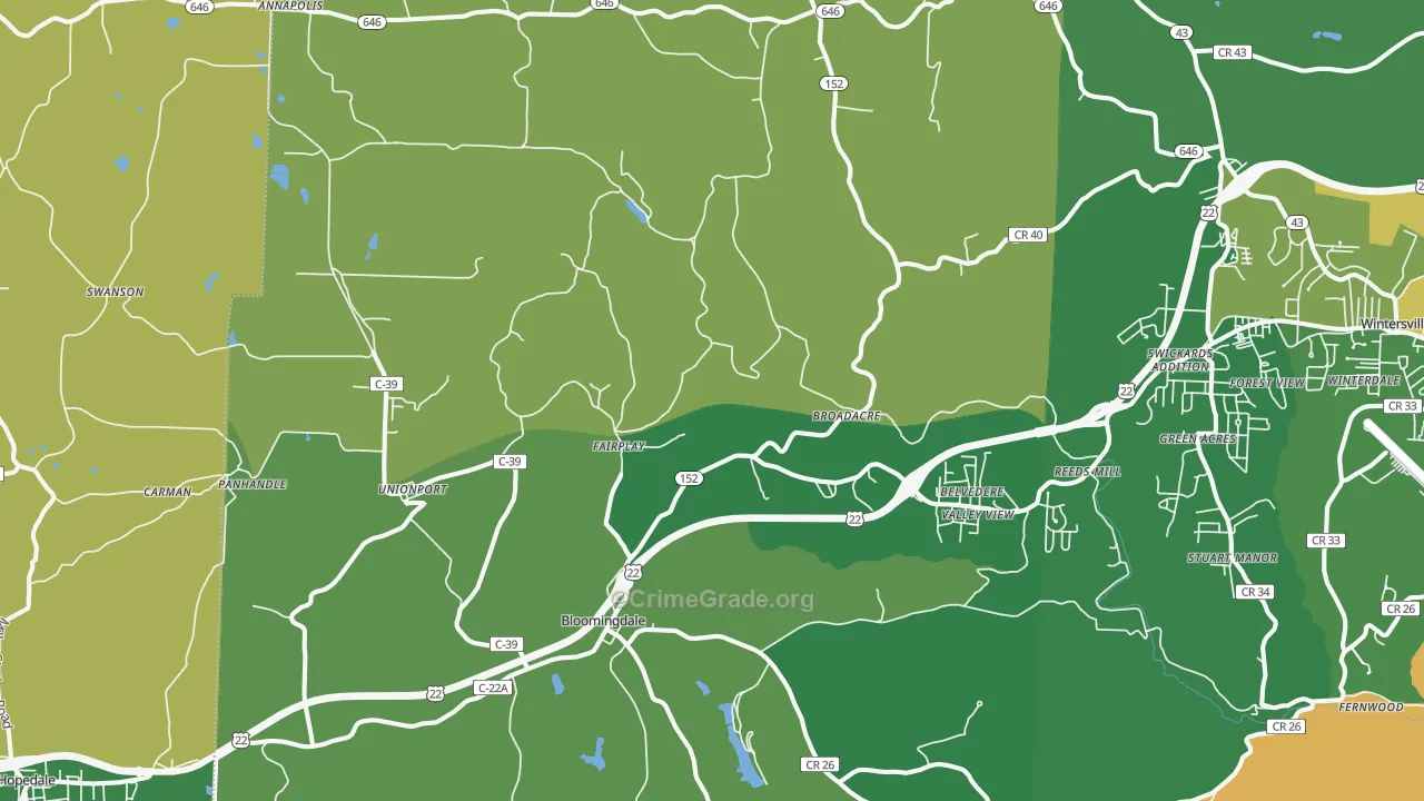 Bloomingdale, OH Map of Drug-Related Crime Rates