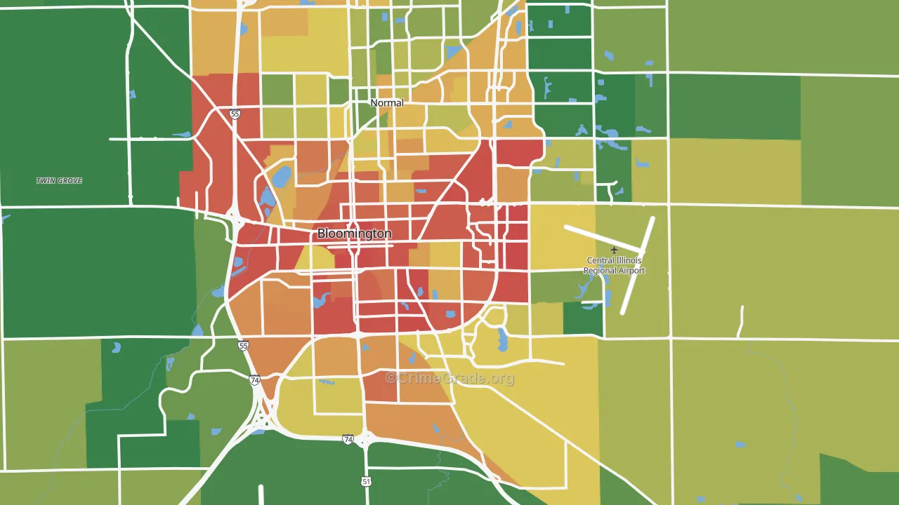 Bloomington, IL Map of Drug-Related Crime Rates