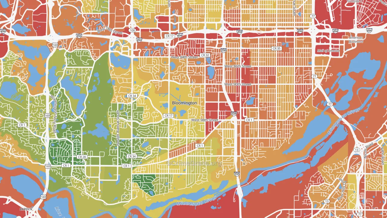 Bloomington, MN Map of Drug-Related Crime Rates
