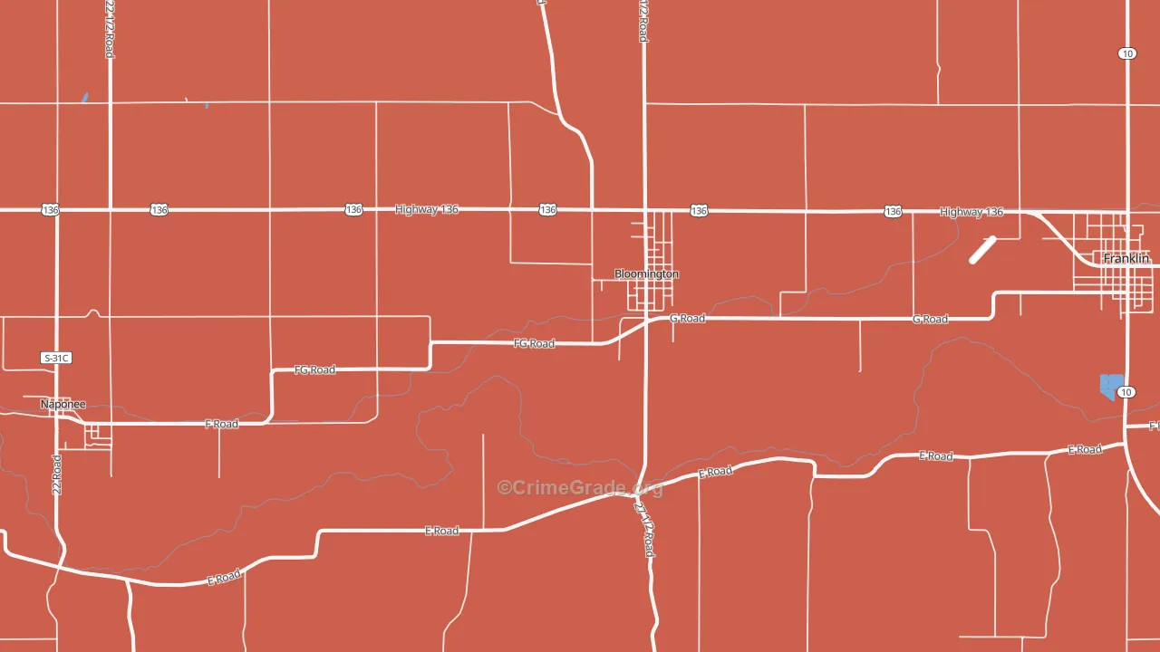 Bloomington, NE Map of Drug-Related Crime Rates