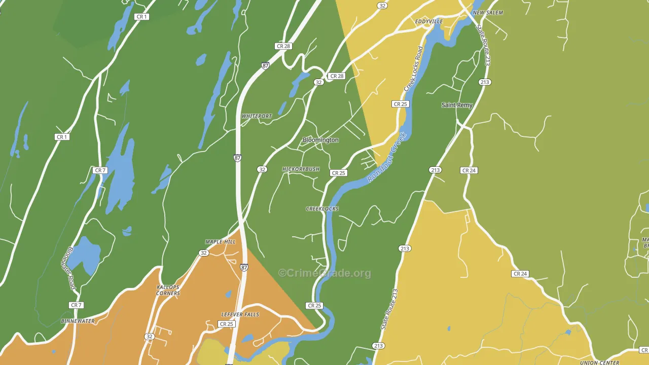 Bloomington, NY Map of Drug-Related Crime Rates