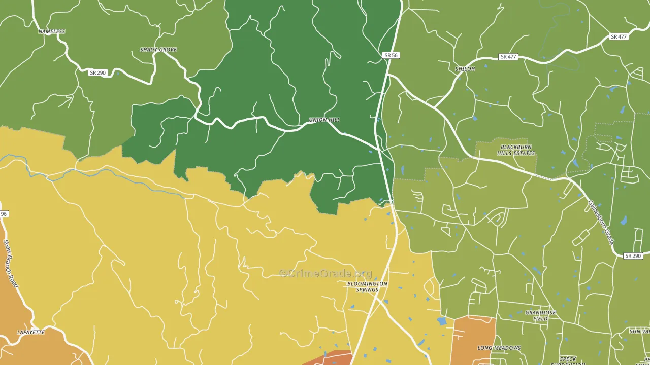 Bloomington Springs, TN Map of Drug-Related Crime Rates