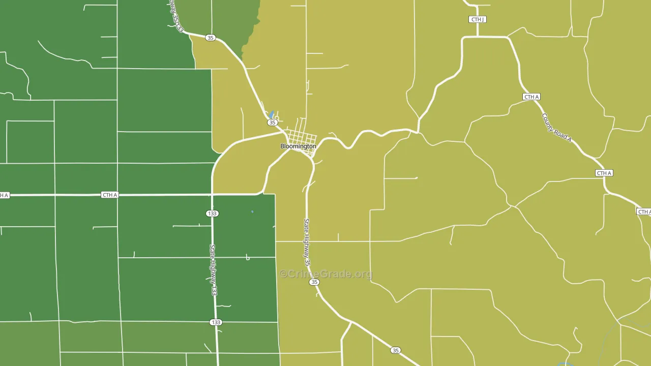 Bloomington, WI Map of Drug-Related Crime Rates
