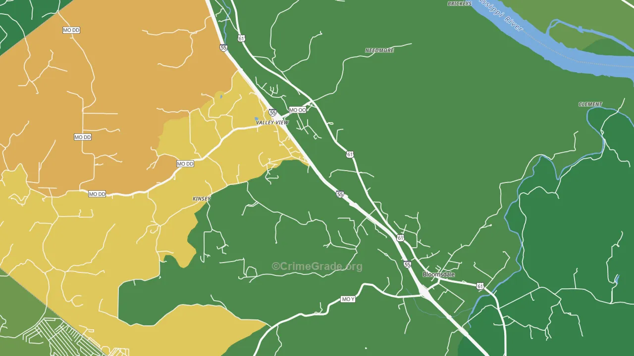 Bloomsdale, MO Map of Drug-Related Crime Rates