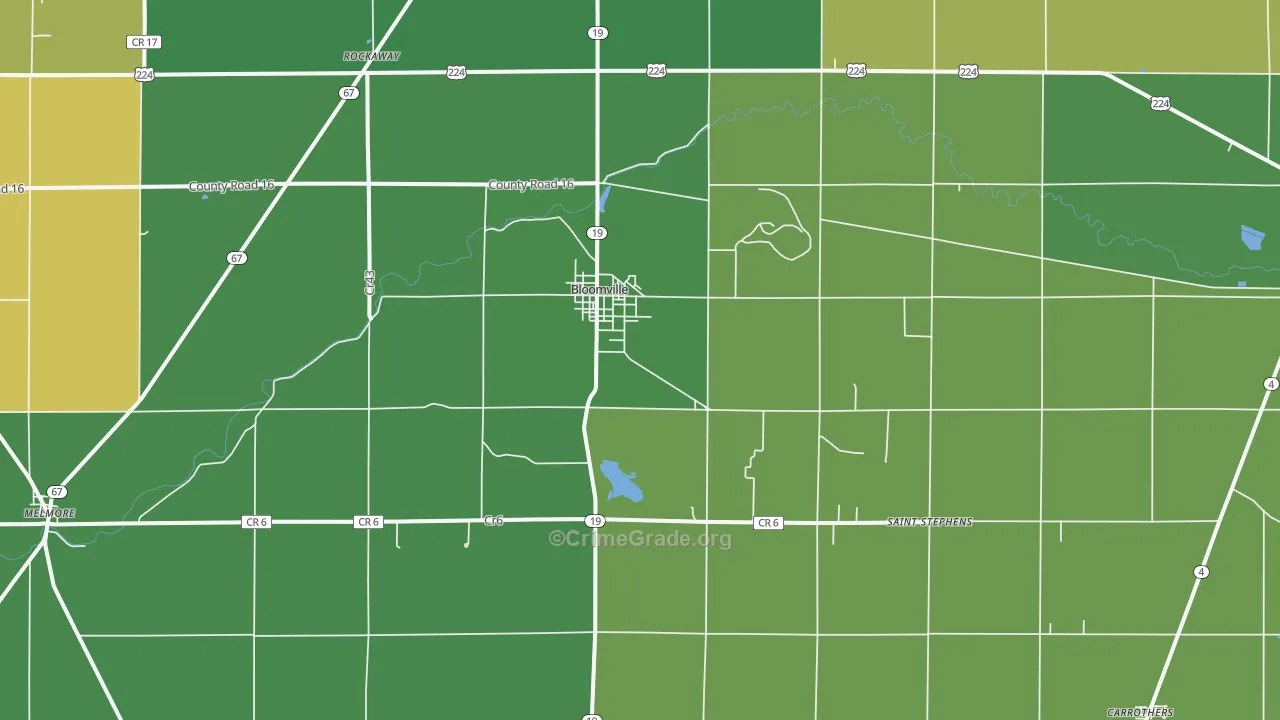 Bloomville, OH Map of Drug-Related Crime Rates