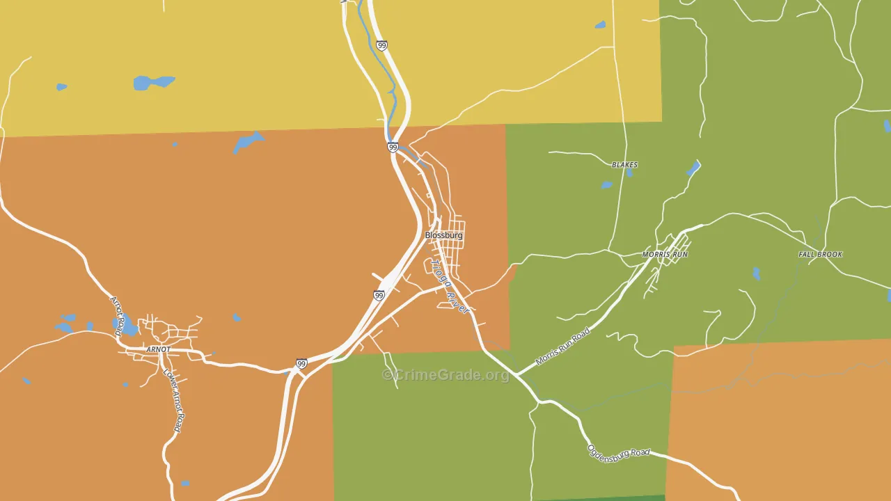 Blossburg, PA Map of Drug-Related Crime Rates