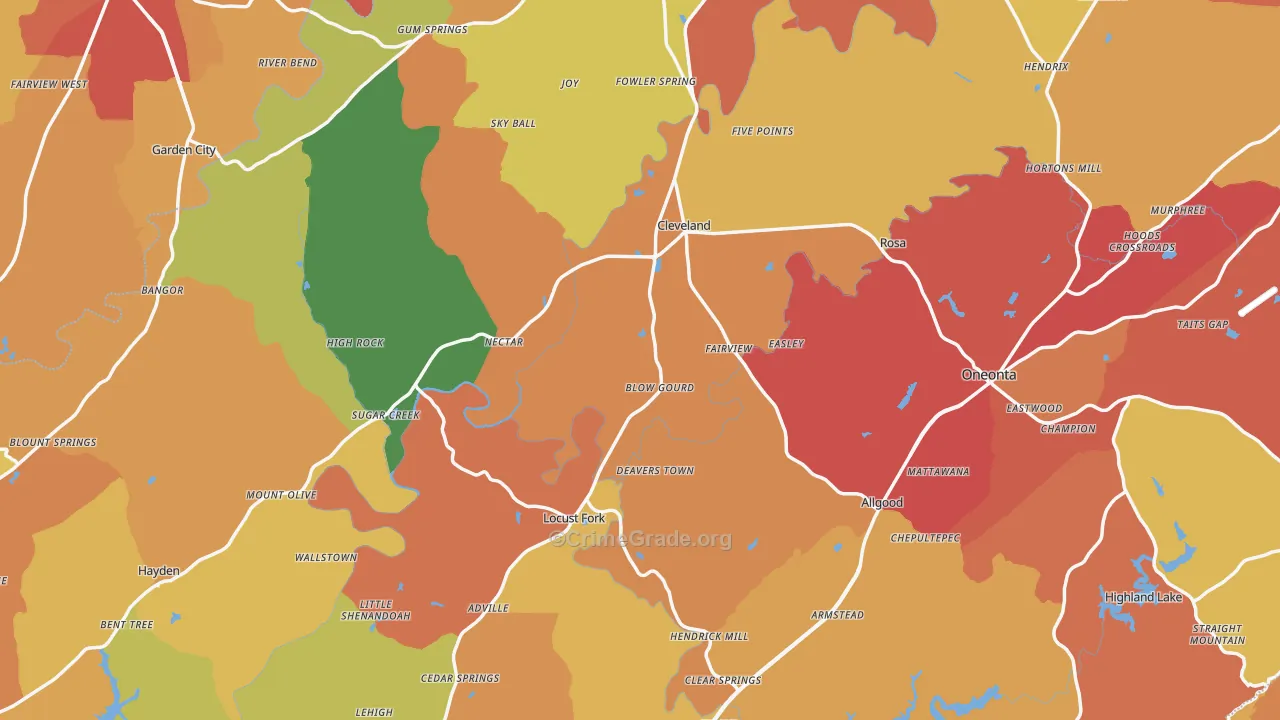 Blount County, AL Map of Drug-Related Crime Rates