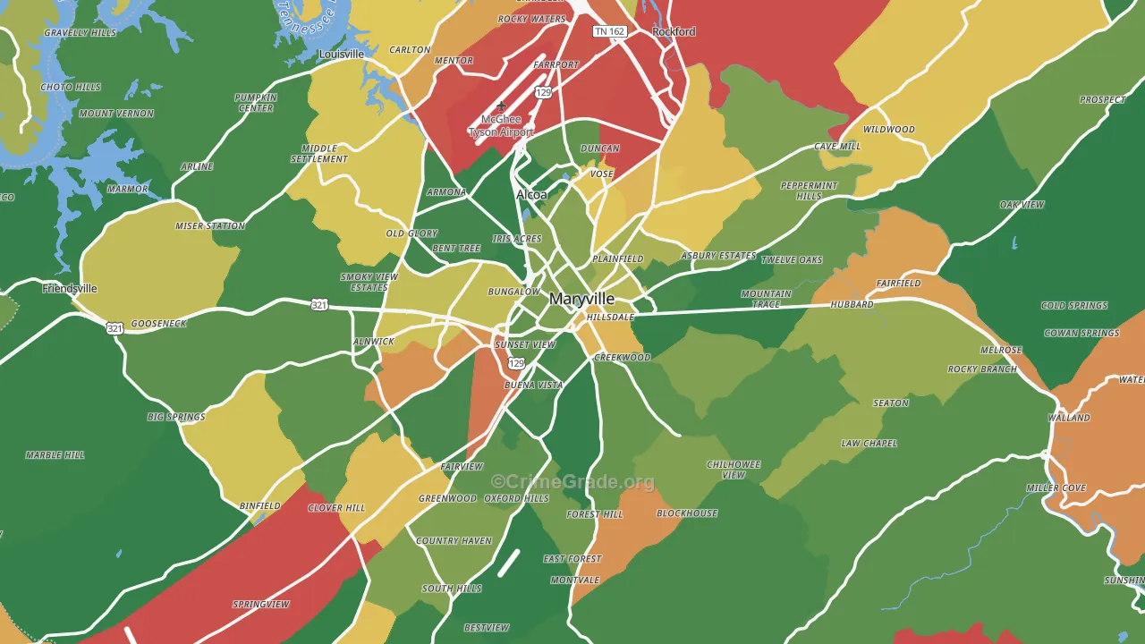 Blount County, TN Map of Drug-Related Crime Rates