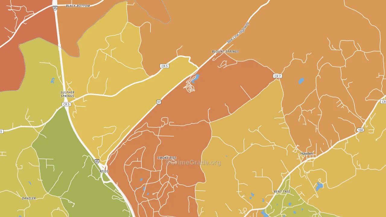 Blount Springs, AL Map of Drug-Related Crime Rates