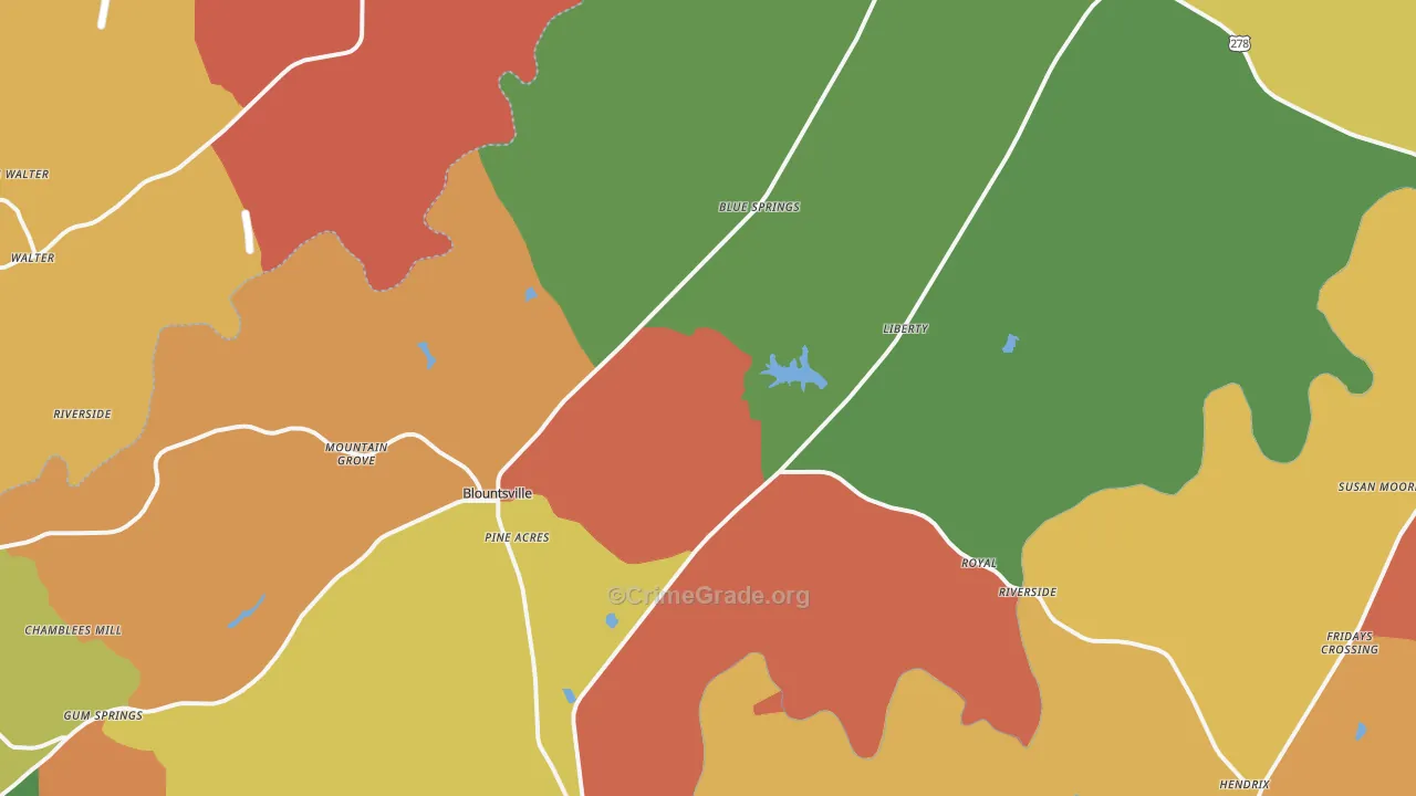 Blountsville, AL Map of Drug-Related Crime Rates