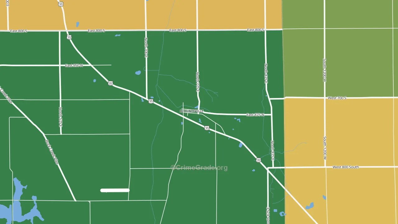 Blountsville, IN Map of Drug-Related Crime Rates