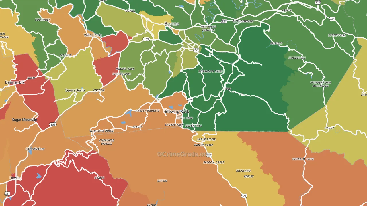 Blowing Rock, NC Map of Drug-Related Crime Rates