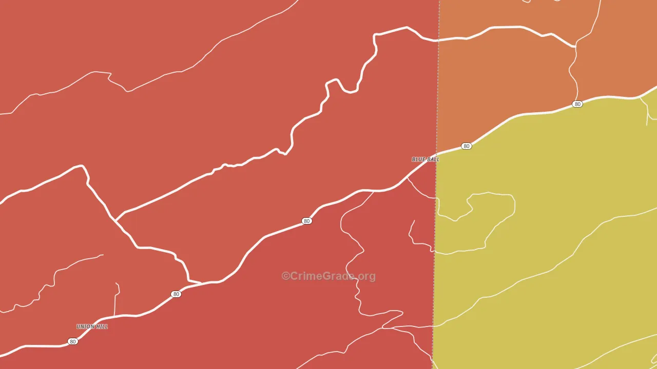 Blue Ball, AR Map of Drug-Related Crime Rates