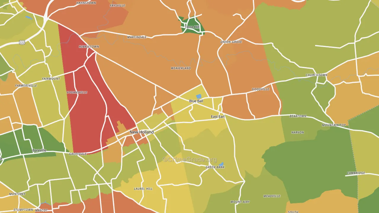 Blue Ball, PA Map of Drug-Related Crime Rates