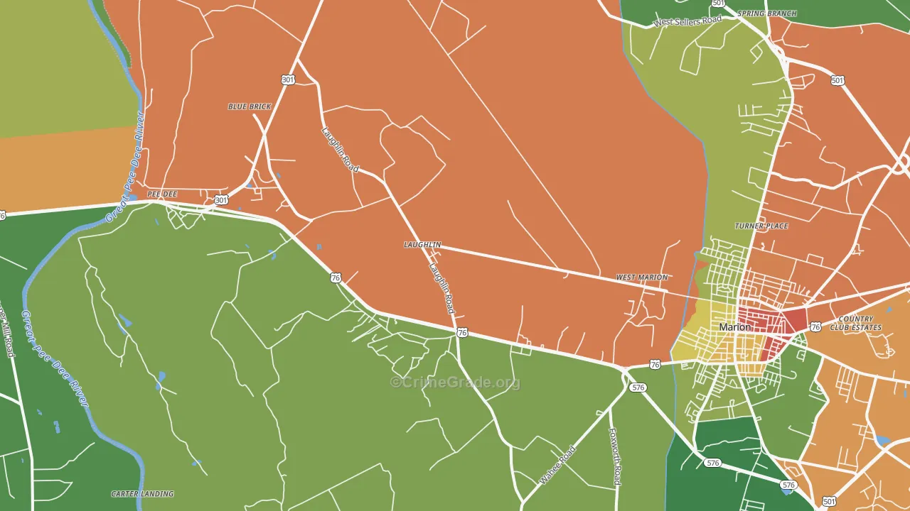 Blue Brick, SC Map of Drug-Related Crime Rates