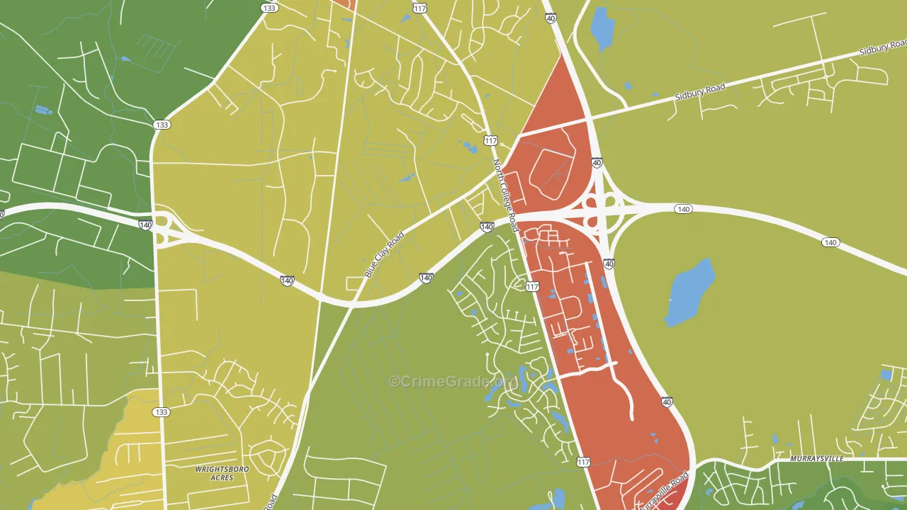 Blue Clay Farms, NC Map of Drug-Related Crime Rates