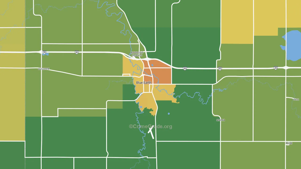 Blue Earth, MN Map of Drug-Related Crime Rates