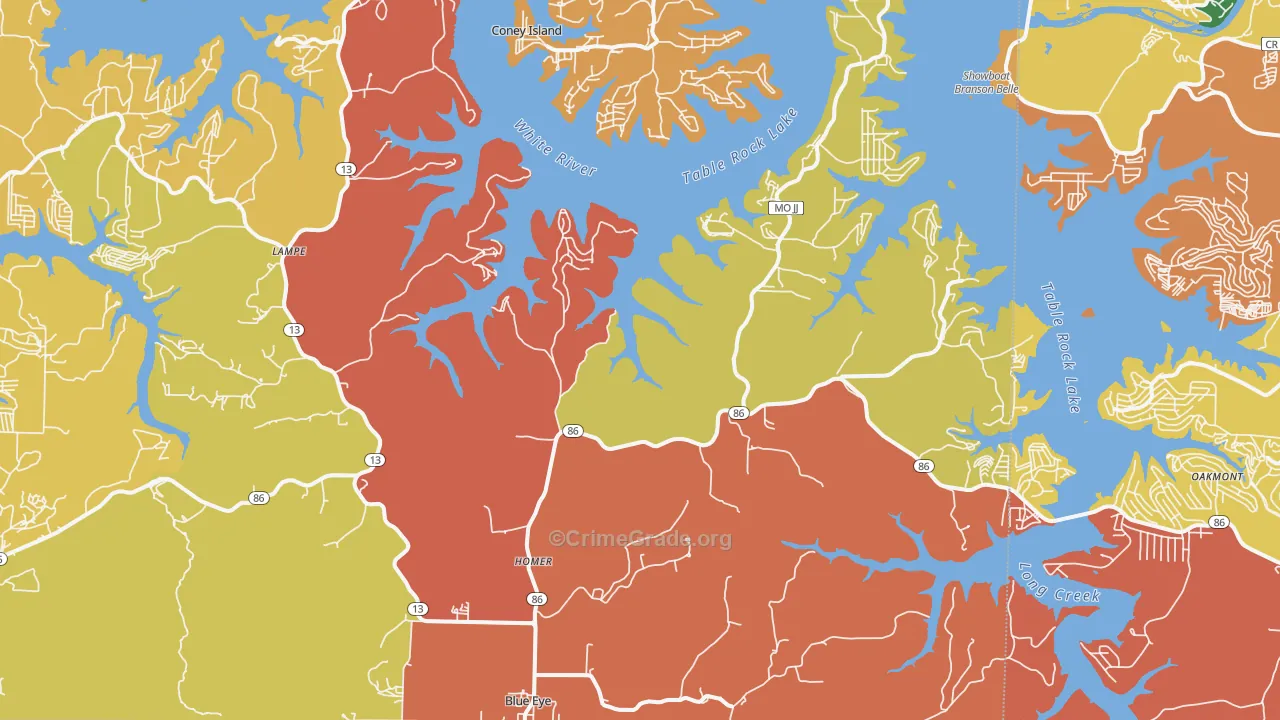 Blue Eye, MO Map of Drug-Related Crime Rates