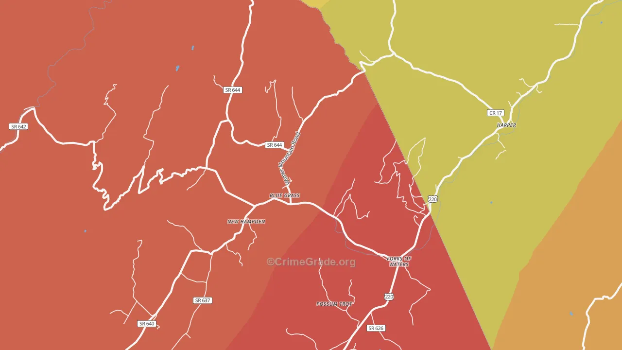 Blue Grass, VA Map of Drug-Related Crime Rates