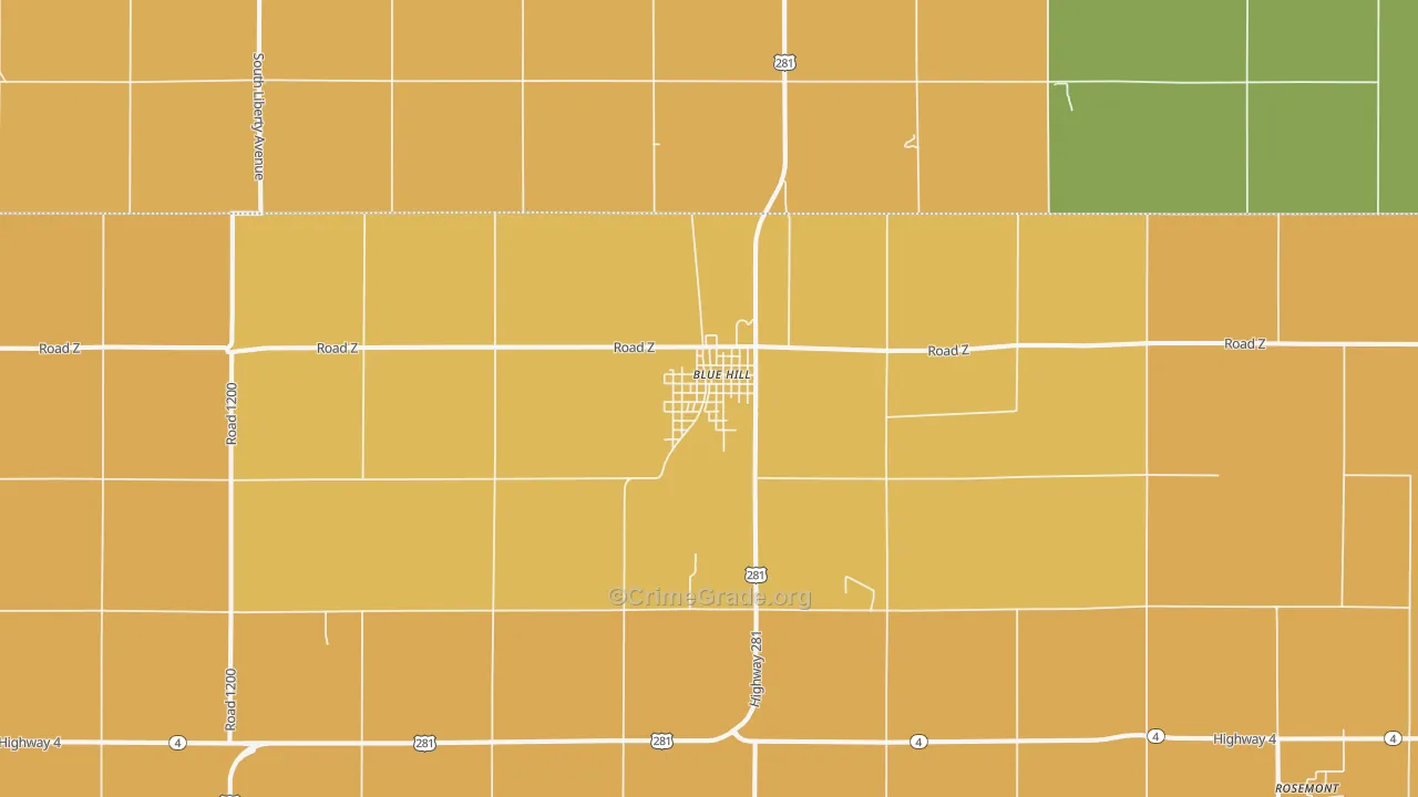 Blue Hill, NE Map of Drug-Related Crime Rates