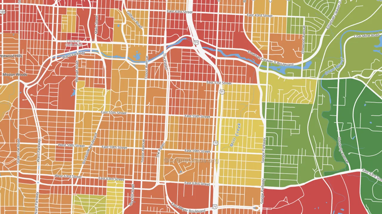 Blue Hills, Kansas City, MO Map of Drug-Related Crime Rates