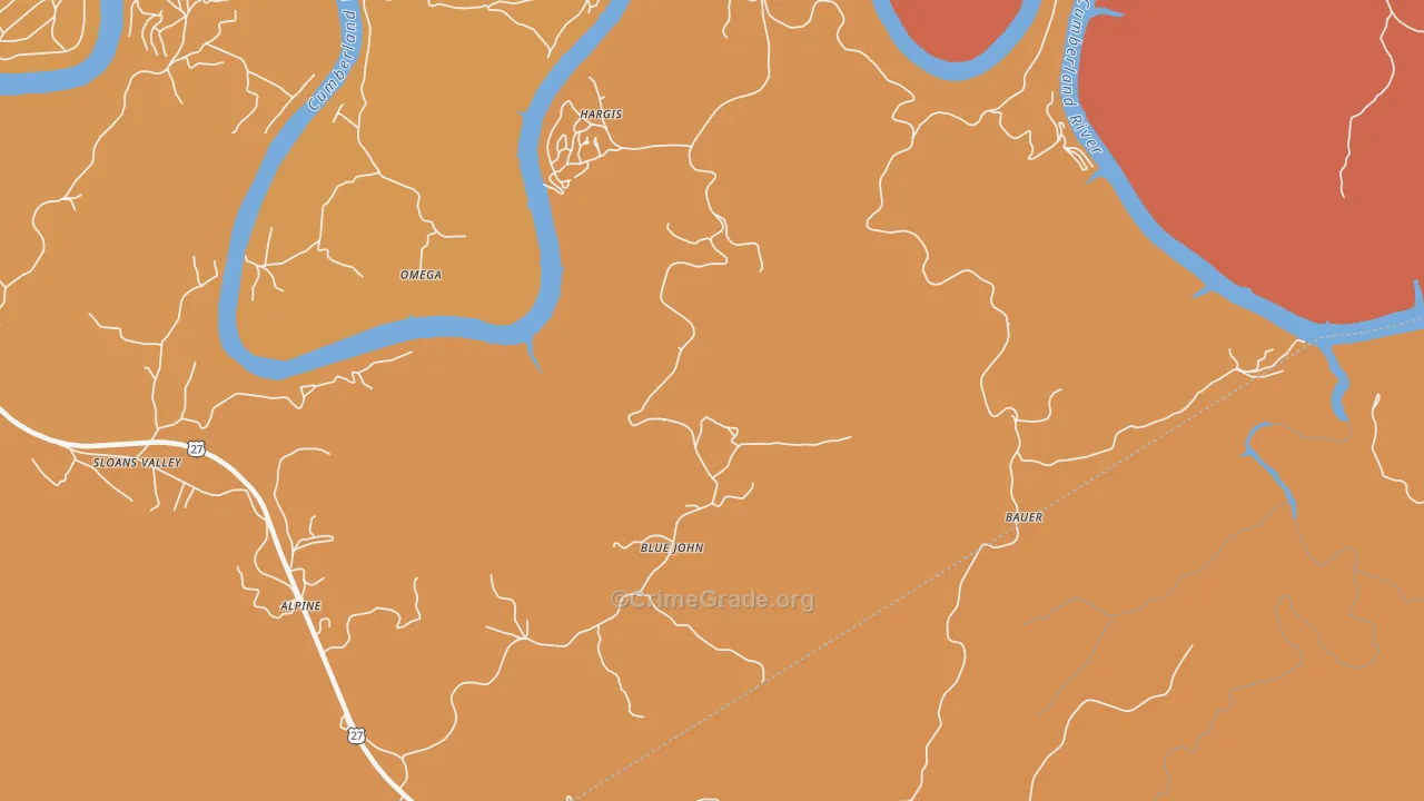 Blue John, KY Map of Drug-Related Crime Rates