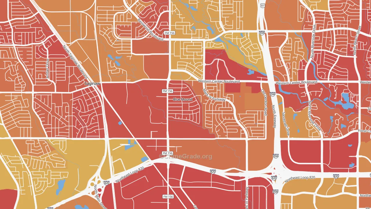 Blue Mound, TX Map of Drug-Related Crime Rates